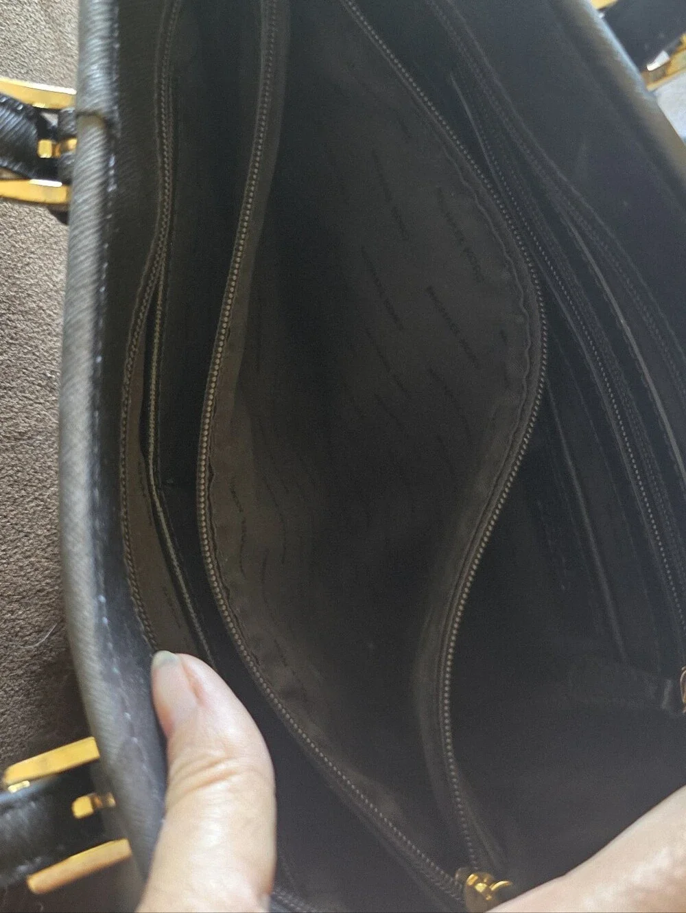 Michael Kors Black Saffiano Tote with Gold MK Charm
